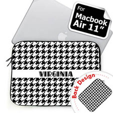 Personalised Name Custom 2 Sides Black Hounds Tooth Macbook Air 11 Sleeve