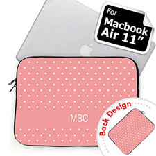 Personalised Both Sides Custom Initials Pink Polka Dots Macbook Air 11 Sleeve