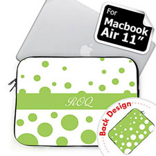customise 2 Sides Personalised Initials Lime Retro Circles Macbook Air 11 Sleeve