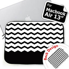 customise 2 Sides Personalised Name Black Chevron Macbook Air 13 Sleeve