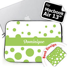 customise 2 Sides Personalised Initials Lime Retro Circles Macbook Air 13 Sleeve