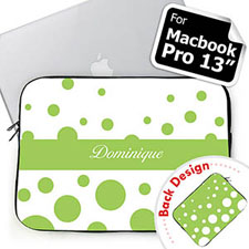 customise 2 Sides Personalised Initials Lime Retro Circles Macbook Pro 13 Sleeve (2015)