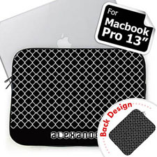 Custom Front And Back Personalised Initials Black Quatrefoil Macbook Pro 13 Sleeve (2015)
