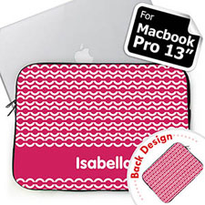 Custom 2 Sides Personalised Initials Hot Pink Chain Macbook Pro 13 Sleeve (2015)