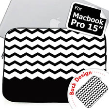 Personalised 2 Sides Personalised Name Black Chevron Macbook Pro 15 Sleeve (2015)