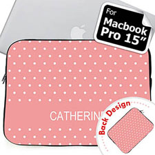 Personalised Both Sides Custom Initials Pink Polka Dots Macbook Pro 15 Sleeve (2015)