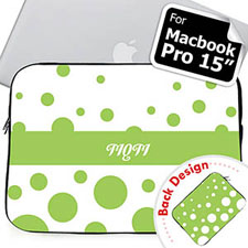 customise 2 Sides Personalised Initials Lime Retro Circles Macbook Pro 15 Sleeve (2015)