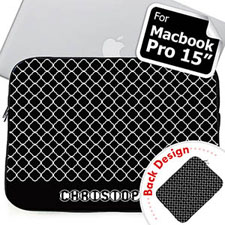 Custom Front And Back Personalised Initials Black Quatrefoil Macbook Pro 15 Sleeve (2015)