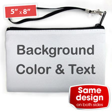 Personalised Background Colour & Text (2 Side Same Image) Wristlet Bag (Medium Inch)