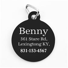 Custom Printed Classic Black Personalised Message Dog Or Cat Tag