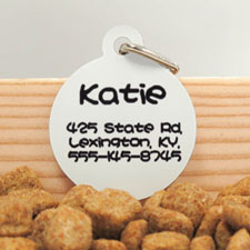 Custom Printed Classic White Personalised Message Dog Or Cat Tag