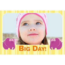 Big One Elephant Girl Personalised Animated Invitation Card 4