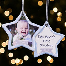 Personalised Snowing Happiness Star Shaped Ornament