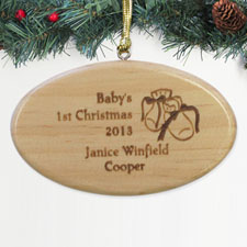 Personalised Engraved Baby First Christmas Wood Ornament