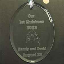 Personalised Laser Etched First Christmas Glass Ornament