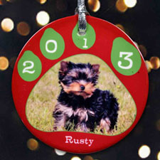 Paw Prints Christmas Personalised Photo Porcelain Ornament