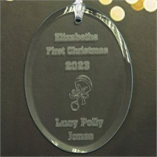Personalised Laser Etched Baby's First Christmas Glass Ornament