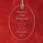 Personalised Laser Etched First Christmas Glass Ornament