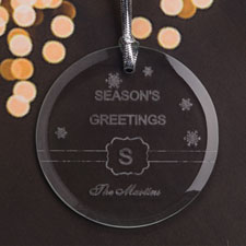 Personalised Engraved Season's Greeting Round Glass Ornament