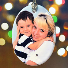 Personalised Christmas Photo Wishes Porcelain Ornaments