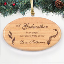 Personalised Engraved Angel From Above Wood Ornament
