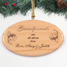 Personalised Engraved All Above Love Wood Ornament