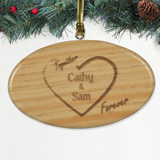 Personalised Engraved Together Forever Wood Ornament