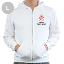 Personalised Keep Calm Personalised Text White Large Size Hoodie Sweatshirt