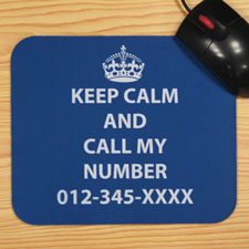 Custom Printed Blue Keep Calm Personalised Message Mouse Pad