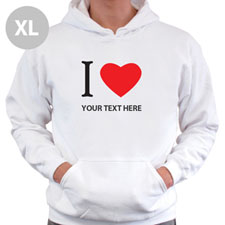 Personalised I Love (Heart) White Extra Large Hoodies