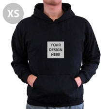 Mini Square Image Custom Hoodie With Kangaroo Pouch Black Extra Small Size