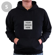 Personalised Mini Square Image Custom Hoodie With Kangaroo Pouch Black Small Size Hoodies