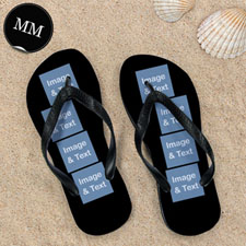 Design My Own Black Eight Collage Men Medium Flip Flop Sandals