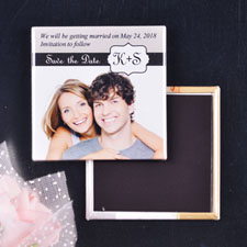 White Label Wedding Save The Date Square Photo Magnet