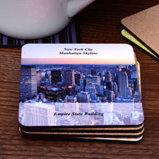 Personalised Photo Transparent Stripe Cork Coaster