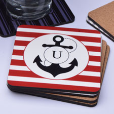 Red Anchor Personalised Cork Coaster