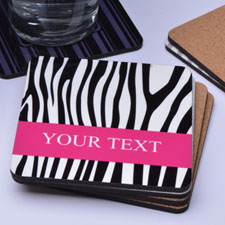 Zebra Print Skin Personalised Name (One Coaster)