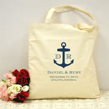 Personalised Navy Blue Nautical Anchor Cotton Tote Bag