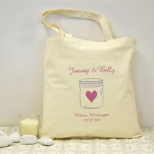 Personalised Wedding Pink Mason Jar Cotton Tote Bag