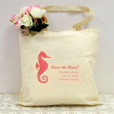 Personalised Seahorse Wedding Day Cotton Tote Bag