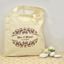 Lavender Swirly Vines Personalised Wedding Cotton Tote Bag