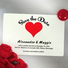 Red Heart Love Personalised Save The Date Photo Magnets
