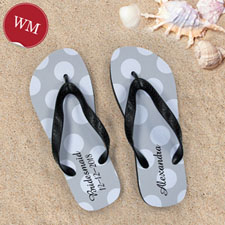 Create My Own Personalised Silver Grey Polka Dots Women Medium Flip Flop Sandals
