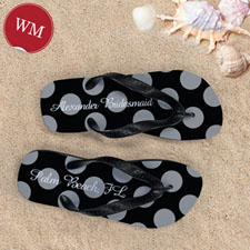 Design My Own Customizable Black Polka Dot, Women's Medium Flip Flop Sandals