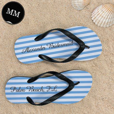 Design My Own Customizable Nautical Blue Stripes ,Men's Medium Flip Flop Sandals