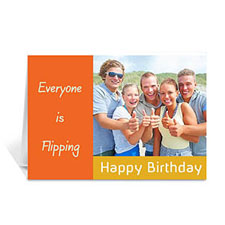 Custom Classic Orange Photo Birthday Cards, 5