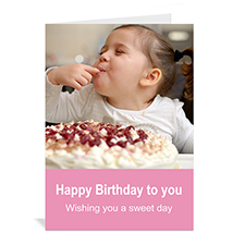 Custom Baby Pink Photo Birthday Cards, 5