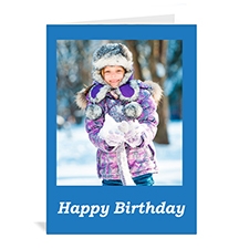 Custom Classic Blue Photo Birthday Cards, 5