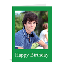 Custom Classic Green Photo Birthday Cards, 5