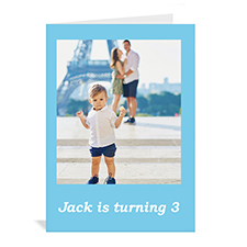 Custom Baby Blue Photo Birthday Cards, 5